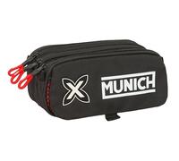 safta Munich Volcan Trousse triple grande trousse pour enfant, idéale pour les enfants d'âge scolaire, confortable et polyvalente, qualité et résistance, 21,5 x 8 x 10 cm, Noir, M, Décontracté