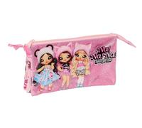 Safta Trousse triple NANANA Fabulous pour enfant, confortable et résistante 22x3x12 cm Rose