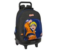 Safta Naruto Ninja - Grand Sac à Dos à roulettes, Compact, Amovible, idéal pour Les Enfants de différents âges, Confortable et Polyvalent, qualité et résistance, 33 x 22 x 45 cm, Couleur Noir/Bleu,