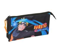 safta Naruto Trousse Triple pour Enfant, idéale pour Les Enfants d'âge Scolaire, Confortable et Polyvalente, qualité et résistance, 22 x 3 x 12 cm, Noir, M, Décontracté