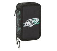 safta Nerf Game - Trousse Scolaire avec 37 Outils Inclus, Trousse pour Enfant, idéale pour Les Enfants de 5 à 14 Ans, Confortable et Polyvalente, qualité et résistance, 12,5 x 5,5 x 19,5 cm, Noir, M,