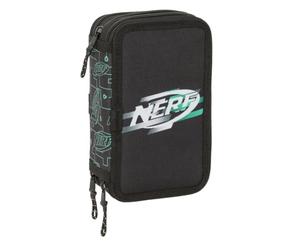 safta Nerf Game - Trousse Scolaire avec 37 Outils Inclus, Trousse pour Enfant, idéale pour Les Enfants de 5 à 14 Ans, Confortable et Polyvalente, qualité et résistance, 12,5 x 5,5 x 19,5 cm, Noir, M,