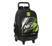 Safta Nerf GET READY - Grand sac à dos à roulettes, compact, amovible, idéal pour les enfants de différents âges, confortable et polyvalent, qualité et résistance, 33 x 22 x 45 cm, couleur noire, Noir