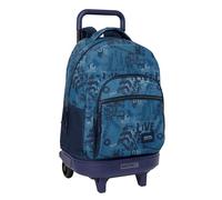 safta New Edition - Grand Sac à Dos à roulettes, Compact, Amovible, idéal pour Les Enfants de différents âges, Confortable et Polyvalent, qualité et résistance, 33 x 22 x 45 cm, Bleu Marine, M