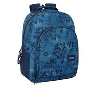 safta New Edition - Sac à dos scolaire adaptable au chariot, idéal pour les enfants de différents âges, confortable et polyvalent, qualité et résistance, 32 x 15 x 42 cm, bleu marine, M, Décontracté