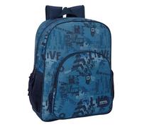 safta New Edition - Sac à dos scolaire pour enfant, adaptable au chariot, idéal pour les enfants d'âge scolaire, confortable et polyvalent, qualité et résistance, 32 x 12 x 38 cm, bleu marine, M