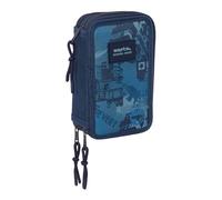 safta New Edition - Trousse Scolaire avec 37 Outils Inclus, Trousse pour Enfant, idéale pour Les Enfants de 5 à 14 Ans, Confortable et Polyvalente, qualité et résistance, 12,5 x 5,5 x 19,5 cm, Bleu