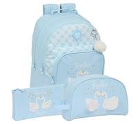 Safta | Pack 3 pièces GLOWLAB Cygnes sac à dos, trousse et trousse Glowlab - Sac à dos, étui et trousse au design unique et sous licence officielle Glowlab, multicolore, ST, Classique