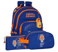 Safta | Pack 3 pièces VALENCIA BASKET Sac à dos, trousse et trousse VALENCIA BASKET - Sac à dos, trousse et trousse au design unique et licence officielle VALENCIA BASKET, multicolore, ST, Classique