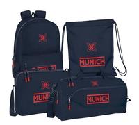 Safta | Pack complet Retour al Cole MUNICH FLASH Sac de sport, portefeuille extrascolaire, sac plat, sac à dos adaptateur. chariot - Pack Munich Design unique et licence officielle, multicolore, ST,