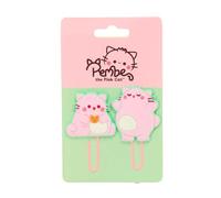 safta PEMBE THE PINK CAT - Blister avec clips, idéal pour les enfants d'âge scolaire, confortable et polyvalent, qualité et résistance,