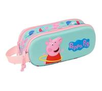 Safta Peppa Pig Trousse Double 3d Pour Enfants D'âge Scolaire, Confortable Et Polyvalente, Qualité Et Résistance, 21 X 6 X 8 Cm,