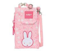 safta | Pochette téléphone avec Porte-Monnaie Miffy Flores, Pochette Enfant à Cordon réglable, Compartiment zippé pour Monnaie, Pochette pour téléphone Jusqu’à 6, 9″, Rose, Rentrée Scolaire