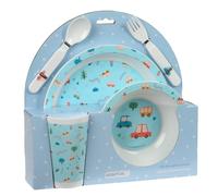 Safta PREESCOAR VOITURES - Set d'assiettes et couverts, Pack, assiette, couvert, bébé, initiation, repas, confortable et polyvalent, 26 x 9 x 26 cm, bleu, M, Décontracté
