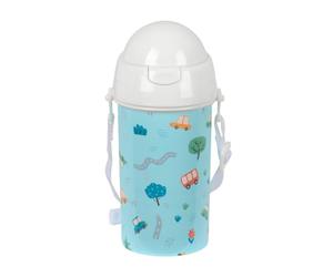 safta PREESCOLAR CARCHES - Bouteille à ouverture automatique, avec paille, bouteille d'eau, sans BPA, avec bandoulière, confortable et légère, 500 ml, 7,3 x 19,5 cm, bleu, M, Décontracté