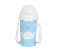 Safta Préscolaire Ship Bouteille d'ouverture automatique avec paille, sans BPA, avec sac à bandoulière, confortable et léger, 500 ml, 7,3 x 19,5 cm, Bleu, bleu, Estándar, Décontractée