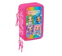 safta Rainbow High Shine - Trousse Scolaire avec 37 Outils Inclus, Trousse pour Enfant, idéale pour Les Enfants de 5 à 14 Ans, Confortable et Polyvalente, qualité et résistance, 12,5 x 5,5 x 19,5 cm,