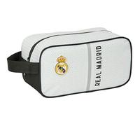 SAFTA Real Madrid 1ère équipe 24/25 - Sac à Chaussures Moyen, Multifonction, Sport, extrascolaire, Football, Confortable et Polyvalent, 29 x 14 x 15 cm, Blanc/Gris