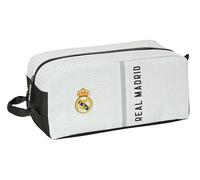 Safta Real Madrid 1ère équipe 24/25 - Sac à Chaussures Moyen, Multifonction, Sport, extrascolaire, Football, Confortable et Polyvalent, 34 x 18 x 15 cm, Blanc/Gris, Blanc/Gris, Estándar, Décontracté