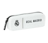 Safta Real Madrid 1ère équipe 24/25 Trousse carrée en Silicone, idéale pour Les Enfants d'âge Scolaire, Confortable et Polyvalente, 18,5 x 5,5 x 7,5 cm, Blanc/Gris, Blanc/Gris, Estándar, Décontracté