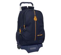 Safta Real Madrid 2ème équipe 24/25 - Sac à dos scolaire avec chariot, idéal pour les enfants de différents âges, confortable et polyvalent, qualité et résistance, 33 x 15 x 43 cm, couleur bleu