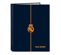Safta Real Madrid 2nd Team 24/25 Classeur à 4 anneaux, idéal pour les enfants de différents âges, confortable et polyvalent, qualité et résistance, 26,5 x 33 cm, bleu marine