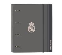 Safta Real Madrid 3ème équipe 24/25 Classeur 4 anneaux de 35 cm avec 100 feuilles A4, idéal pour enfants de différents âges, confortable et polyvalent, qualité et résistance, 27 x 3,5 x 32 cm, gris,