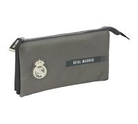 safta Real Madrid 3ème équipe 24/25 - Trousse Triple, Trousse pour Enfant, idéale pour Les Enfants d'âge Scolaire, Confortable et Polyvalente, qualité et résistance, 22 x 3 x 12 cm, Gris, M,