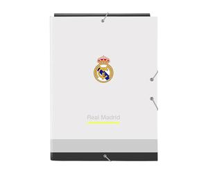 Safta Real Madrid EQUIPACIÓN 25/26 - Classeur Folio avec 3 rabats, idéal pour les enfants de différents âges, confortable et polyvalent, qualité et résistance, 26 x 36,5 cm, blanc, M, Décontracté