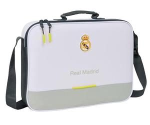 safta Real Madrid EQUIPACIÓN 25/26 - Portefeuille extrascolaire, porte-tout, bandoulière, confortable et polyvalent, qualité et résistance, 38 x 6 x 28 cm, blanc, M, Décontracté