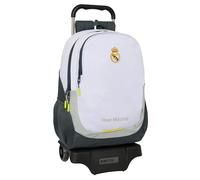 safta Real Madrid Equizzature 25/26 Sac à dos d'école avec chariot, idéal pour les enfants de différents âges, confortable et polyvalent, qualité et résistance, 33 x 15 x 43 cm, blanc, M, décontracté