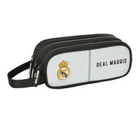 SAFTA Real Madrid Trousse Triple Fermeture éclair, idéale pour Enfants de 5 à 14 Ans, Confortable et Polyvalente, qualité et résistance, 21 x 7 x 8,5 cm, Blanc/Gris, Blanc/Gris, Estándar, Décontracté