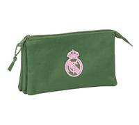 Safta Real Madrid - Trousse Triple pour Enfant, idéale pour Les Enfants d'âge Scolaire, Confortable et Polyvalente, qualité et résistance, 22 x 3 x 12 cm, Couleur Kaki, Kaki, Estándar, Décontracté