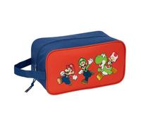 SAFTA | Sac à Chaussures Moyen Super Mario Mamma Mia, Compartiment zippé pour Chaussures, poignée de Transport, Coloris Bleu et Rouge, 29 x 14 x 15 cm