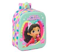 Safta Sac à dos d'école Gabby's Dollhouse 3D pour enfant avec compartiment principal avec fermeture éclair, poignée supérieure, bretelles réglables, sac à dos fille, dimensions 22 x 10 x 27 cm