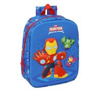 Safta | Sac à dos d'école maternelle 3D Iron Man Marvel, compartiment principal avec fermeture éclair, poignée supérieure, sac à dos pour enfant, dimensions 22 x 10 x 27 cm