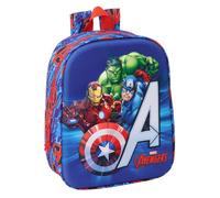 Safta | Sac à dos d'école maternelle Marvel Avengers 3D, relief frontal avec Hulk Iron Man et Captain America, compartiment principal avec fermeture éclair, poignée supérieure, sac à dos enfant