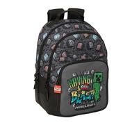 Safta Sac à dos double Minecraft Graffiti 20L 32×15×42 cm Noir/Gris Enfants