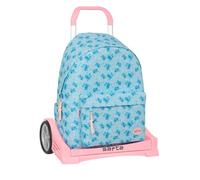 safta | Sac à dos Grande à roulettes Stitch Ohana Compact Evolution Extraíble, compartiment pour ordinateur portable, dos et bretelles rembourrés, porte-bouteille, dimensions : 31 x 13 x 43 cm