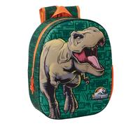 Safta Sac à dos d'école JURASSIC World 3D – confortable, adaptable au chariot, Vert 27 x 10 x 33 cm