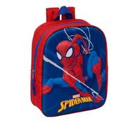 Safta | Sac à dos scolaire 3D Marvel Spider-Man, pour enfant, compartiment principal avec fermeture éclair, poignée supérieure, grandes poignées, design rouge et bleu, retour à l'école, dimensions 22
