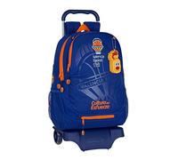 safta Sac à dos scolaire avec chariot de Valencia Basket, 330 x 150 x 430 mm, Bleu - orange, 330x220x450 mm, Sac à dos + chariot M313