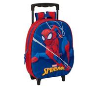 Safta | Sac à dos scolaire avec roues Spider-Man, avant 3D thermoformé, poignée télescopique 60 cm, épaules rembourrées, poche porte-bouteille, sac à dos enfant, dimensions 27 x 10 x 33 cm