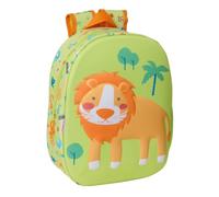 safta | Sac à dos scolaire enfant 3D León ECI, dos et bretelles rembourrés, porte-bouteille, dimensions : 27 x 10 x 33 cm