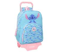 safta | Sac à Dos Scolaire Grande à roulettes Stitch Waves Compact Evolution Extraíble, Dos et Bretelles rembourrés, Porte-Bouteille, Dimensions : 33 x 14 x 42 cm