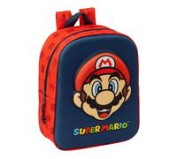Safta Sac à dos de crèche SUPER MARIO 3D, adaptable chariot, nettoyage facile, bleu 22x10x27 cm