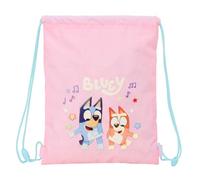 safta | Sac de sport plat junior Bluey Dance, Sac à dos scolaire enfant à cordons, Poche intérieure zippée, Fermeture de sécurité anti-étranglement, Dimensions 26x1x34 cm