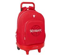 safta Sevilla FC - Grand Sac à Dos à roulettes, Compact, Amovible, idéal pour Enfants de différents âges, Confortable et Polyvalent, qualité et résistance, 33 x 22 x 45 cm, Rouge, Rouge, Estándar,