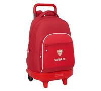 Safta Sevilla FC - Grand sac à dos à roulettes, compact, amovible, idéal pour les enfants de différents âges, confortable et polyvalent, qualité et résistance, 33 x 22 x 45 cm, rouge, M, Décontracté