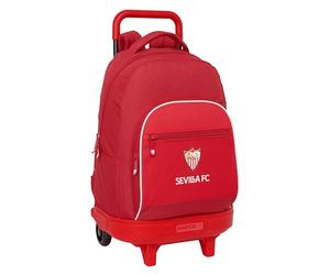 safta Sevilla FC - Grand sac à dos à roulettes, compact, amovible, idéal pour les enfants de différents âges, confortable et polyvalent, qualité et résistance, 33 x 22 x 45 cm, rouge, M, Décontracté